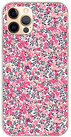1001coques Coque de Téléphone Compatible pour Apple iPhone 12, Design Liberty Wiltshire Rose, Imprimée en France, Étui Souple en Silicone, Housse de Protection.