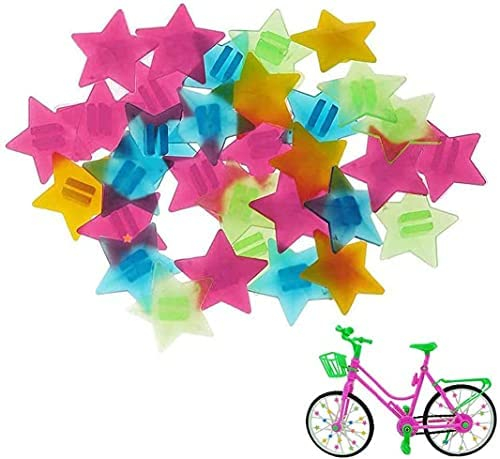 Speichenklicker Fahrrad Speichen Clips Sterne Klicker 72 Stück Bunten Fahrradspeichen-Dekorationen Fahrrad-Clip Speichenklicker Speichenclips Speichenreflektoren Kinder Fahrrad Zubehör Fahrrad Rad