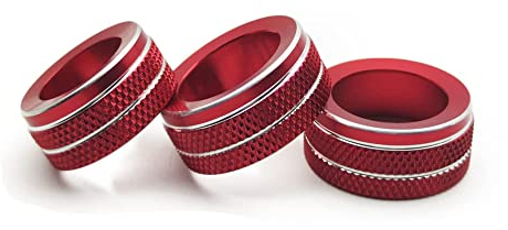 Yuzhao Innenraum-Aluminium-Klimaanlage Lüftungsauslass AC-Schalter Knopf Ring Abdeckung 3 Stück für Audi A3 8V 2014–2019 (rot)