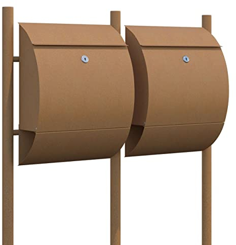 Doppelter Standbriefkasten for Two in Rost, Design Briefkasten Sunshine for Two Rost - Bravios