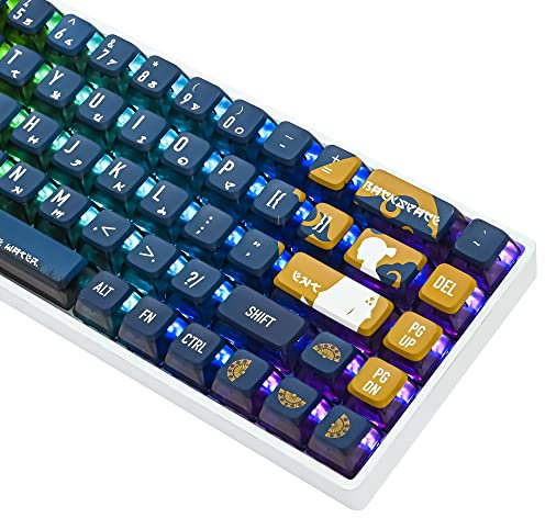 Ussixchare ASA Profile Pudding Keycaps 60% PBT Key Cap Set for Mx Switch for 60% 65% TKL Keyboards (Black Warrior-ASA)