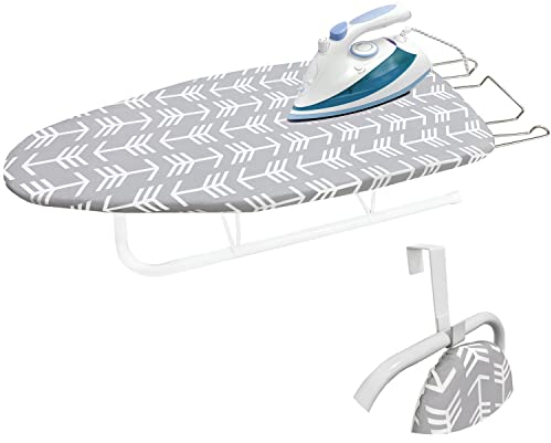 Rblofo Tabletop Ironing Board with Folding Legs, Portable Small Ironing Board with Extra Thick Heavy Duty Cotton Padding Cover, Space Saving Mini Ironing Board for Dorms, Laundry and Craft Room