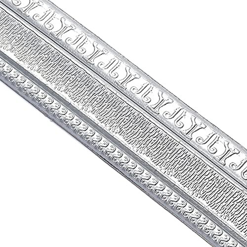 3D Wallpaper Border Stickers Self Adhesive Wall Trim Line Skirting Border Removable Foam Molding Trim Wall Room Tiles Sticker Waterproof Baseboard Wallpaper for Kitchen Bathroom (Silver Gray, 230×8cm)