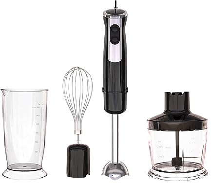HYQFSAD Immersion Hand Blender 600W Hand Mixer With Stainless Steel Blade, Black Stick Blender Container Chopper for Baby Food Smoothies Soup