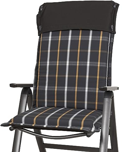 Sun Garden Auflage Hochlehner Georgia 90822-705 anthrazit-grau kariert 119x53x8 cm mit Reißverschluss