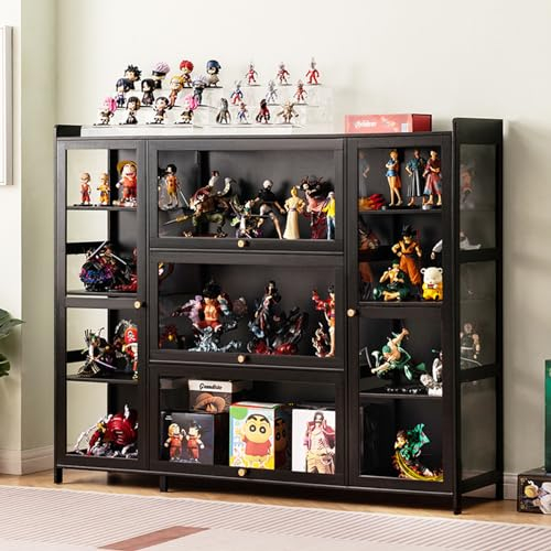 JSDMBD Acryl Display Riser Regal für Pops-Figuren, klarer großer 3/4-Stufen-Display-Ständer Eckvitrine Glasvitrine Standvitrine Acryl Vitrine mit Großer Kapazität Sammlervitrine Schwarz