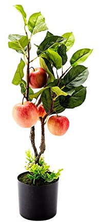Artificial Bonsai Tree Artificial Apple Tree Design, 24 Inch High Artificial Plant Bonsai, Suitable for Living Room Porch Interior Decoration Indoor Greening Fake Tree