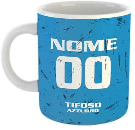 love print Tazza Tifoso Serie A in Ceramica Sport per Tifoso Calcio Napoli, Personalizzato con Nome e Numero