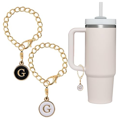 SHANFAA 26 Letter Charm Accessories for Stanley Cup 2PCS Initial Name ID Personalized Handle Charm for Stanley Tumbler (G)