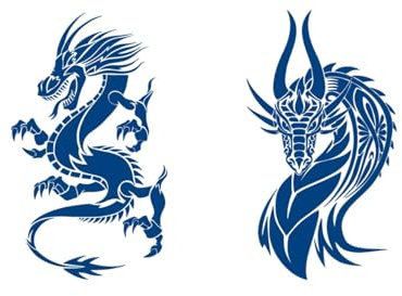 Lot de 2 tatouages temporaires Dragon Tatouages Semi Permanents Tatouages Longue Durée GZ009 011