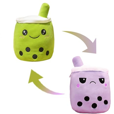 dancepandas Bubble Tea Kuscheltier Klein Bubble Tea Plüschtier Doppelseitiges Umdrehen Boba Stofftier Plüschkissen Kinderspielzeug Geburtstagsgeschenk 15cm/5.9inch