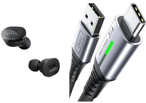 JBL Tune 130NC TWS In-Ear Headphones - True Wireless Bluetooth headphones in charging case & INIU USB C Charger Cable 2m 3.1A Type C Cable Fast Charging, Braided USB A to USB-C Phone Charger