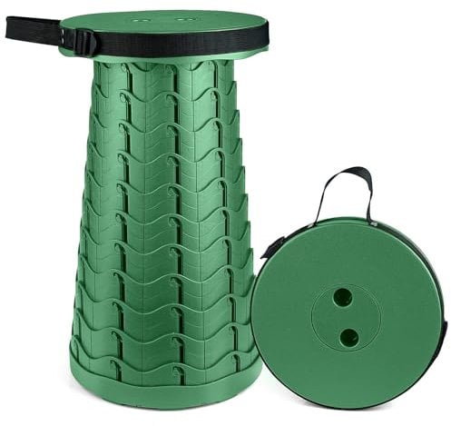 Hesanzol Tragbarer Teleskophocker, einziehbarer Klapphocker für Camping, Garten, Angeln, Wandern, Reisen, Grillen, verstellbare Klapphocker, maximale Traglast 180 kg