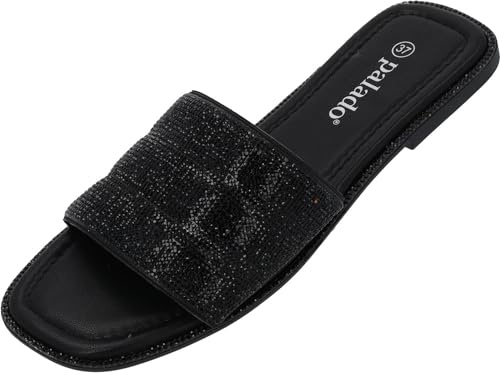 Palado Damen Pantoletten Verido - elegante Sandalen für Frauen - bequeme Hausschuhe mit Strasssteinen - modische Sommerschuhe