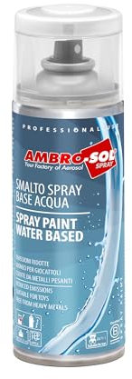 Ambro-Sol Smalto Spray a Base Acqua, a Basse Emissioni, Ritocco per Metalli, Legno, Vetro, Ceramica e Plastica, Conforme EN 71-3, Colore Trasparente Lucido, 400 ml