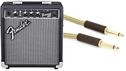 Fender Amplificateur Frontman 10G Combo pour Guitare, Ampli d'Etude Ideal pour la Guitare Electrique & Deluxe Series Câble Instrument Guitare, 3m, Droit/Droit, Tweed