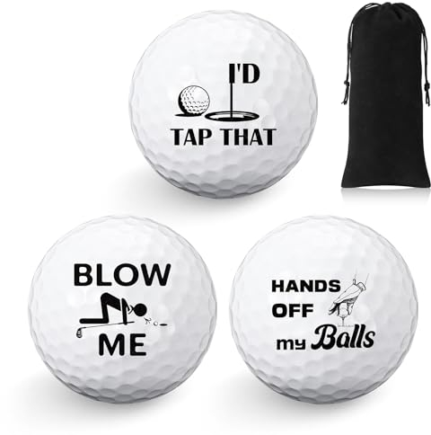 Threan 3er Pack Happy Birthday Golfbälle Geschenke Set lustige Golfbälle Geburtstag Golfbälle Geschenke für Golfspieler Eine Einheit in Standardgröße (Lustiger Stil)