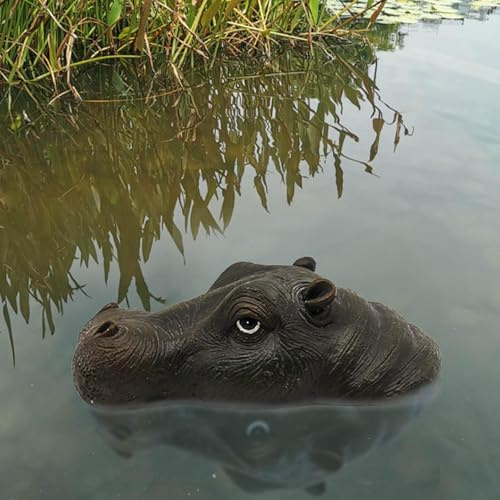 Teichfigur Nilpferd Hai Haiflosse Kopf Schwimmtier Alligator Dekofigur Gartenfigur Tierfigur Gartenteich Miniteich Gartendeko Deko Tierfigur Gartenstecker Gartenstatue Dekorative (Braun)