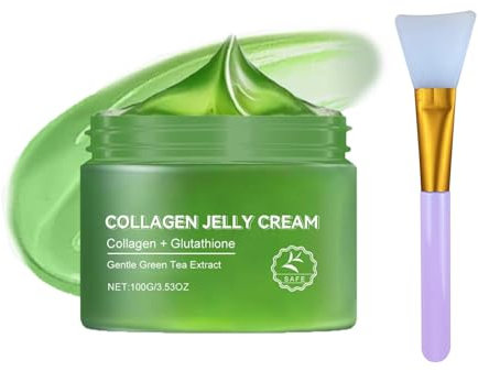 Collagen Jelly Cream, 2025 Upgrade Korean Face Cream mit Grüntee-Extrakt, Kollagen Jelly Creme, Feuchtigkeits- Und Anti-Aging-Creme, Reduziert Feine Linien Und Mattheit, Hautpflegecreme für Frauen