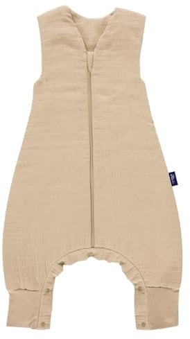 Alvi Schlafsack mit Füßen Sleep-Overall 4 Season Mull - Sand-Beige - Gr. 80 cm