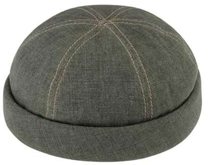 fiebig Dockermütze Leinen | Dockercap mit Rollrand | Fischermütze mit Baumwollfutter (61-XL, Olivgrün)