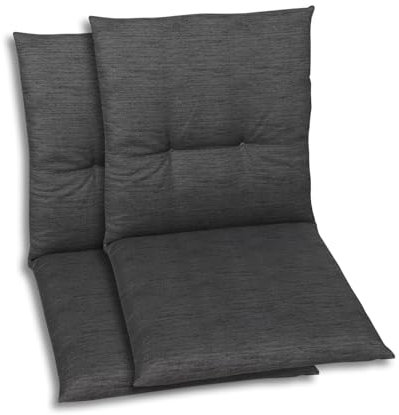 GO-DE Textil Bequeme und attraktive Polsterauflagen für Niederlehner-Gartenstühle (2er-Set, Uni Anthrazit, Niederlehner)