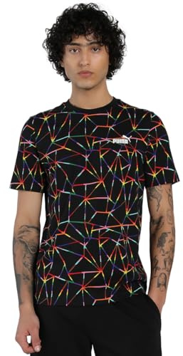PUMA Love United AOP Kurzarm-T-Shirt für Herren, Schwarz, Schwarz , Medium