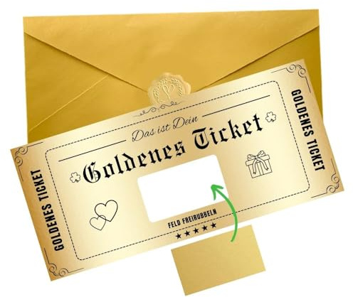 Goldenes Ticket, Gutschein zum selber ausfüllen , Geschenke für Frauen, Geschenke für Freundin, Geburtstagskarte, Geburtstagsgeschenk, Reisegutschein, Überraschungsgeschenk, Mutterstags geschenk