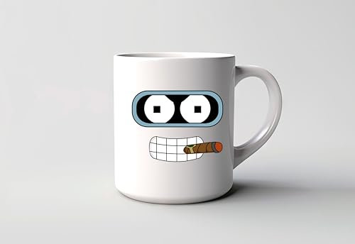 Taza personalizada dibujo animado BENDER | Tazas de Cafe | Tazas Originales para Regalar Desayuno Ceramica Te Letras Grabadas 350Ml