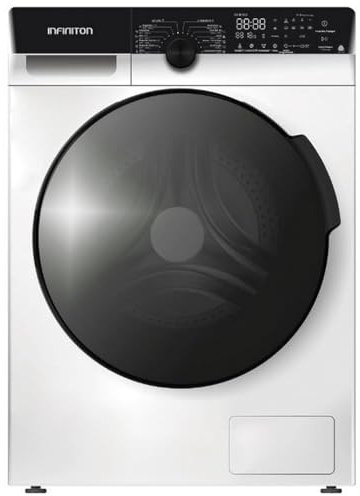 INFINITON Lavadora WM-A125B, 12 kg, Inverter, Sensores de estabilidad, Display LED táctil, Vapor Care, Add Clothing, Blanca