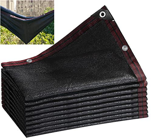 Tenda parasole con occhielli, colore nero, per pergola, balcone e serra, resistente, per esterni, 5 x 10 m