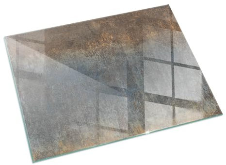 Plaque de Cheminée 120x80 cm Plaque de Sécurité Protection Thermique Revêtement de Sol Rectangle Verre Bords Polis sous la Cheminée Installation Facile - Modèle texturé Abstrait