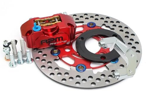 JUANNING Disco Freno da 220 Mm Pinza A 3 Fori RPM 84 Mm Montaggio Radiale, per YAM&Aha Aerox Nitro BWS 100 Jog 50 RR(RedB)
