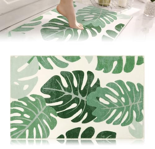 Calkkrer Tappeto da Bagno Antiscivolo Verde, 50 x 80 cm Tappeto da Bagno Lavabile, Piccolo Tappeto per Doccia, Vasca, Interno Porta, Decorazione, Bath Mat