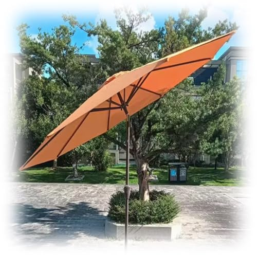 MACAGGTNTU Sonnenschirm Strandschirm Mit Kurbel, 270cm Kippbarer Gartenschirm Tragbar Marktschirm Für Camping Terrasse Balkon Picknick(Orange)