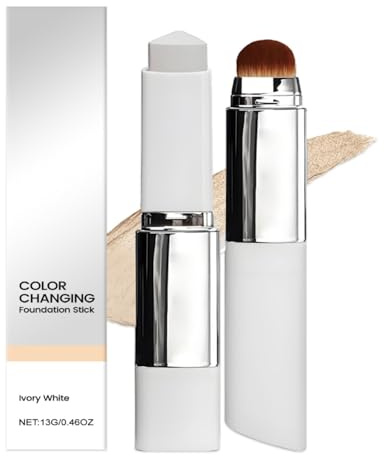 Color Changing Foundation Stick mit Bürste,Feuchtigkeitsspendende Farbwechselndes Make-up,Foundation-Stick Leichte Abdeckcreme,V Foundation Stick Full To Medium Coverage für Alle Hauttypen (weiß)