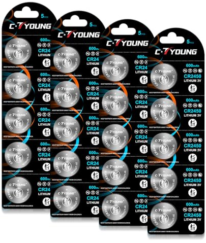 CR2450 Batteries 3V Lithium Coin Cell High Capacity 5-Year Shelf Life Child Safe Packing 2450-20Pack