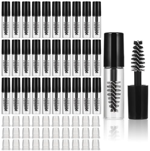 30Pcs 2ml Empty Mascara Bottles Mini Mascara Tube with Eyelash Wand | Eyelashes Cream Container Bottle, with Brush Rubber Inserts, for Travel, Small Sample Size Eyelash Growth packing