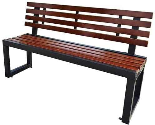 SXKLYRF Gartenbank Wetterfest aus Verzinktem Stahl und Holz mit Rückenlehne, Gartenbänke Balkonbank für Terrasse, Garten, Rasen, Veranda und Hof(150x40x85cm/59x16x33in)