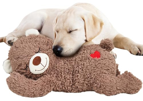Spielzeug Mit Herzschlag Hund, Cuddly Bear Hundespielzeug, Kuscheltier Für Hunde Zur Linderung Von Angstzuständen Interaktives Herzschlag Kuscheltier, Sensorisches Plüschtier haustie Schlafhilfe