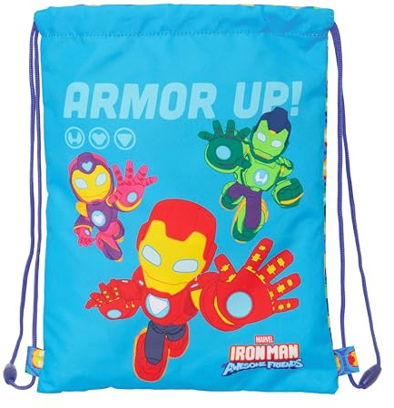 Iron Man – Junior Flat Bag Backpack, Ideal for Children of Different Ages, Comfortable and Versatile, Quality and Resistance, 26 x 34 cm
