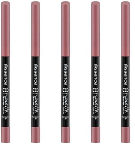 essence 8h MATTE comfort lipliner, Nr. 21, Braun, langanhaltend, sofortiges Ergebnis, matt, vegan, wasserfest, ohne Konservierungsstoffe, ohne Parabene, 5er Pack (5x0.3g)