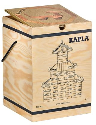 KAPLA Holz-Bauklötze Bauset 280 Stück mit gelbem Vorlagenbuch