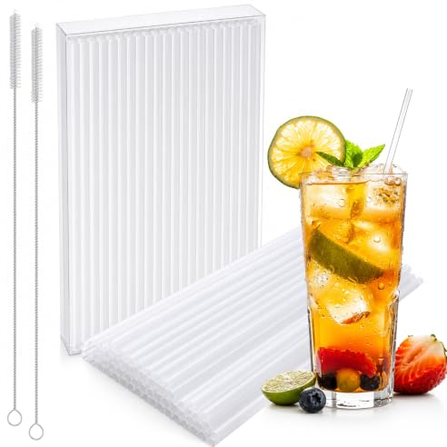 lafo 100 Pack Reusable Straws PP Plastic Straws 26cm 6mm Straight Bendy Drinking Set with Cleaning Brush, Durable Plastic Straw for Cocktails Smoothies Milkshakes Juice (100, Black, 260 * 60mm)