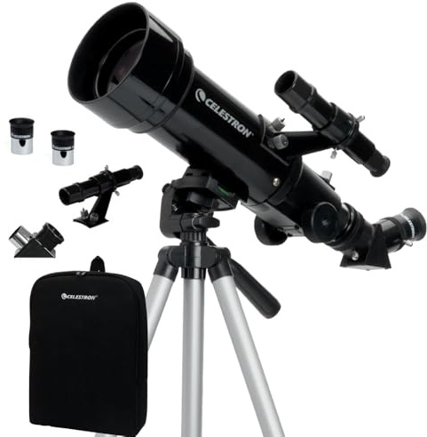 Celestron 21035-ADS Travel Scope 70 Refractor Telescope Kit with Backpack, Black (Amazon Exclusive Including Additional 4mm Eyepiece and 3x Barlow Lens)