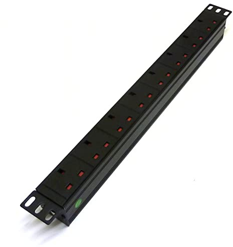 19 8 Way UK Mains Power Distribution Strip Unit Extension PDU Data Rack Cabinet