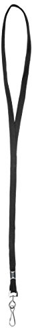 Karteo Schlüsselband schwarz [1 Stück] Band 10 mm Lanyard unbedruckt mit Metalldrehhaken zum Umhängen für Kartenhüllen Ausweishüllen als Ausweishalter