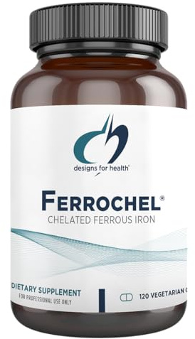 Designs for Health Ferrochel, 120 Vegan Capsules | 27mg Highly-Absorbable Iron, Energy & Immune Support, Safe for Pregnant Women, Non-GMO