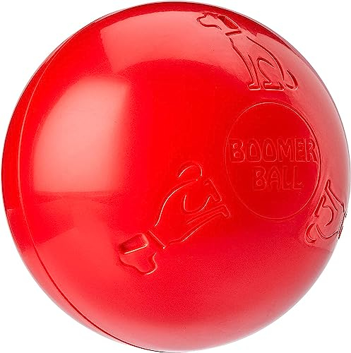 BOOMER BALL - Fast unzerstörbarer Hundeball, schwimmt auf dem Wasser, Ideal für bewegungsfreudige und energiegeladene Hunde, robustes & langlebiges Hundespielzeug (Größe 10cm, Blau oder Rot)