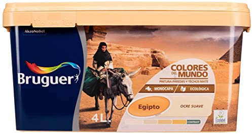 Bruguer Colores del Mundo Pintura acrilica para paredes monocapa Egipto Ocre Suave 4 L
